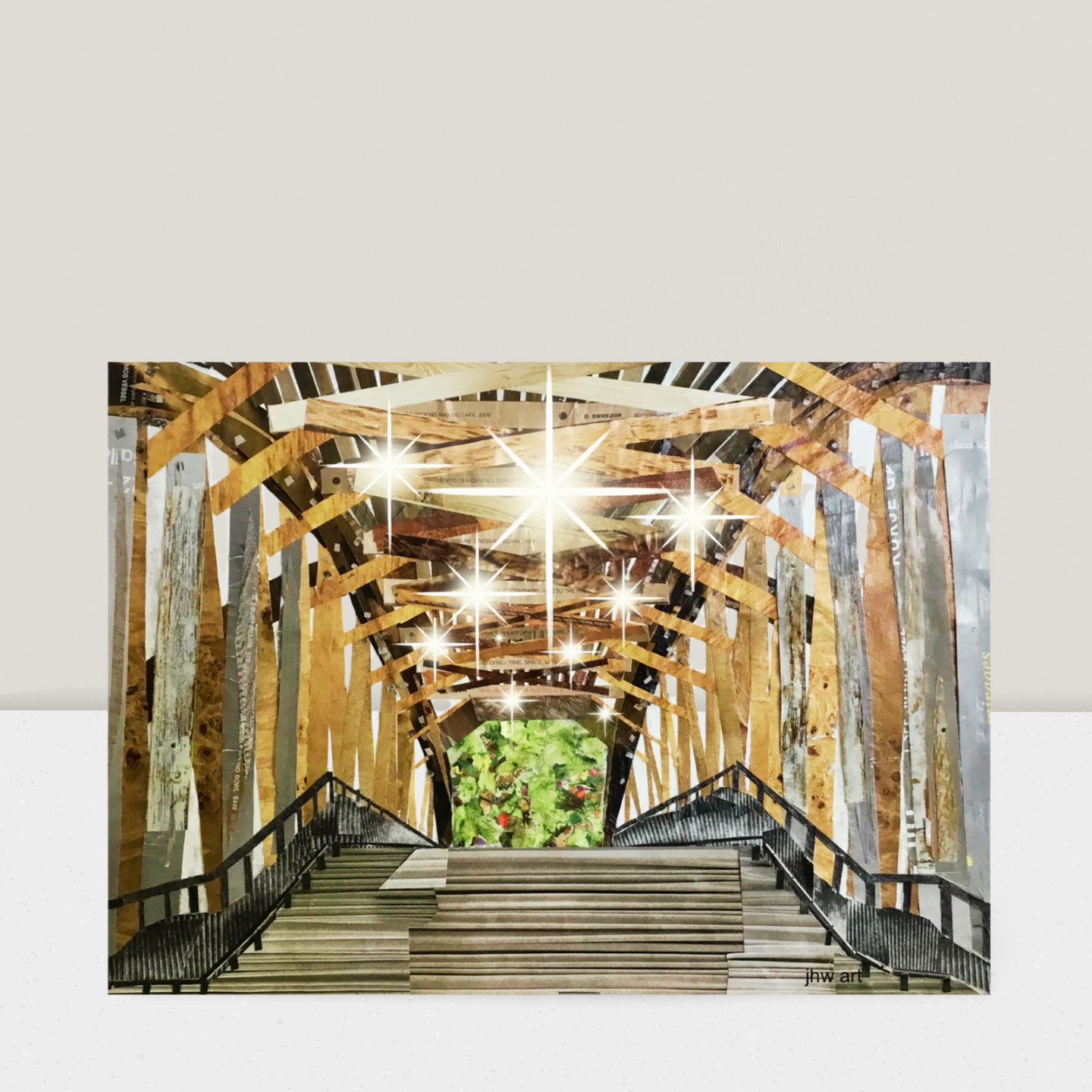 Old Salem Covered Bridge Paper Collage Print