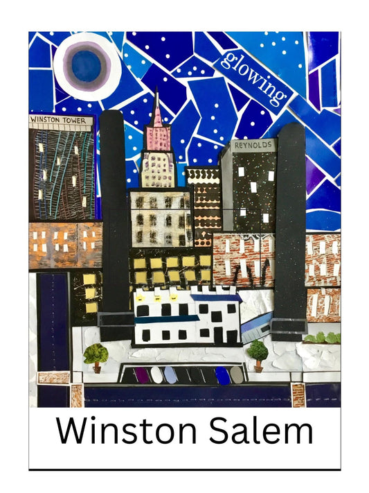 Winston Salem Art Winston Salem downtown, Winston Salem at night, Winston Salem collage, downtown Winston Salem