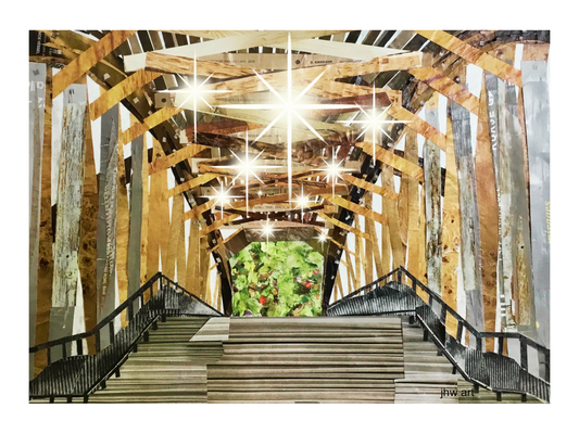 Old Salem Covered Bridge Paper Collage Print
