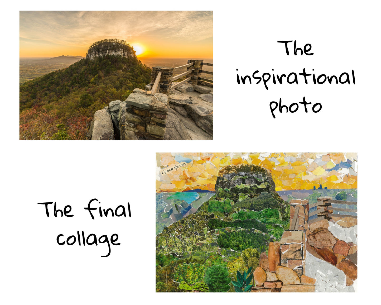 Pilot Mountain Collage Print, Pilot Mountain souvenir, NC Mountains, mountain scenery, mountain art, Pilot Mountain art, nature lover gift
