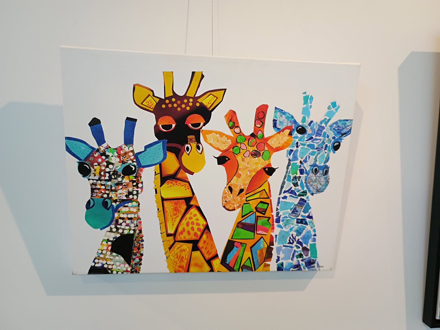 The Four Giraffateers, collage giraffes, colorful giraffes, the diversity of giraffes, giraffe art, torn paper giraffe print, unique giraffe