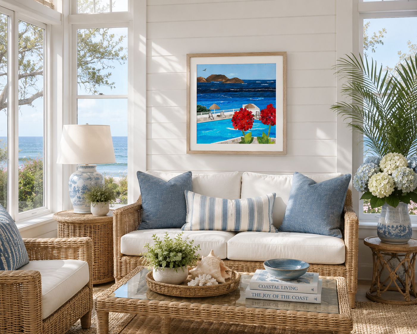 Patmos Greece Coastal Collage Art Print | Mediterranean Ocean View | Greek Island Wall Decor