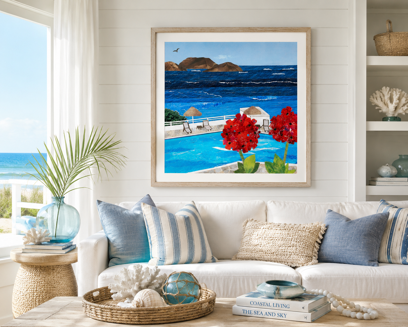 Patmos Greece Coastal Collage Art Print | Mediterranean Ocean View | Greek Island Wall Decor