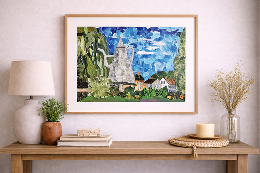 Old Salem Coffee Pot Collage Art Print – Winston-Salem NC Landmark Wall Art, Historic Old Salem Decor, North Carolina Gift