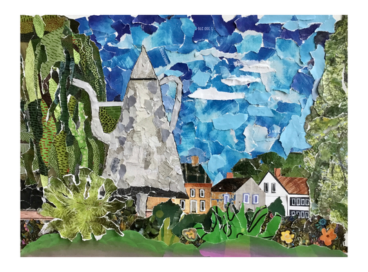 Old Salem Coffee Pot Collage Art Print – Winston-Salem NC Landmark Wall Art, Historic Old Salem Decor, North Carolina Gift