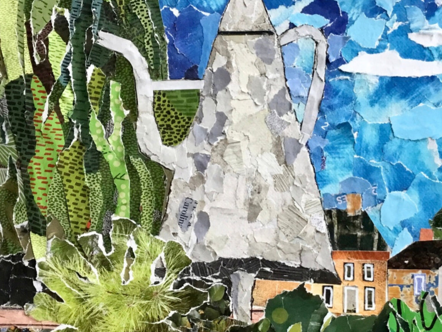 Old Salem Coffee Pot Collage Art Print – Winston-Salem NC Landmark Wall Art, Historic Old Salem Decor, North Carolina Gift