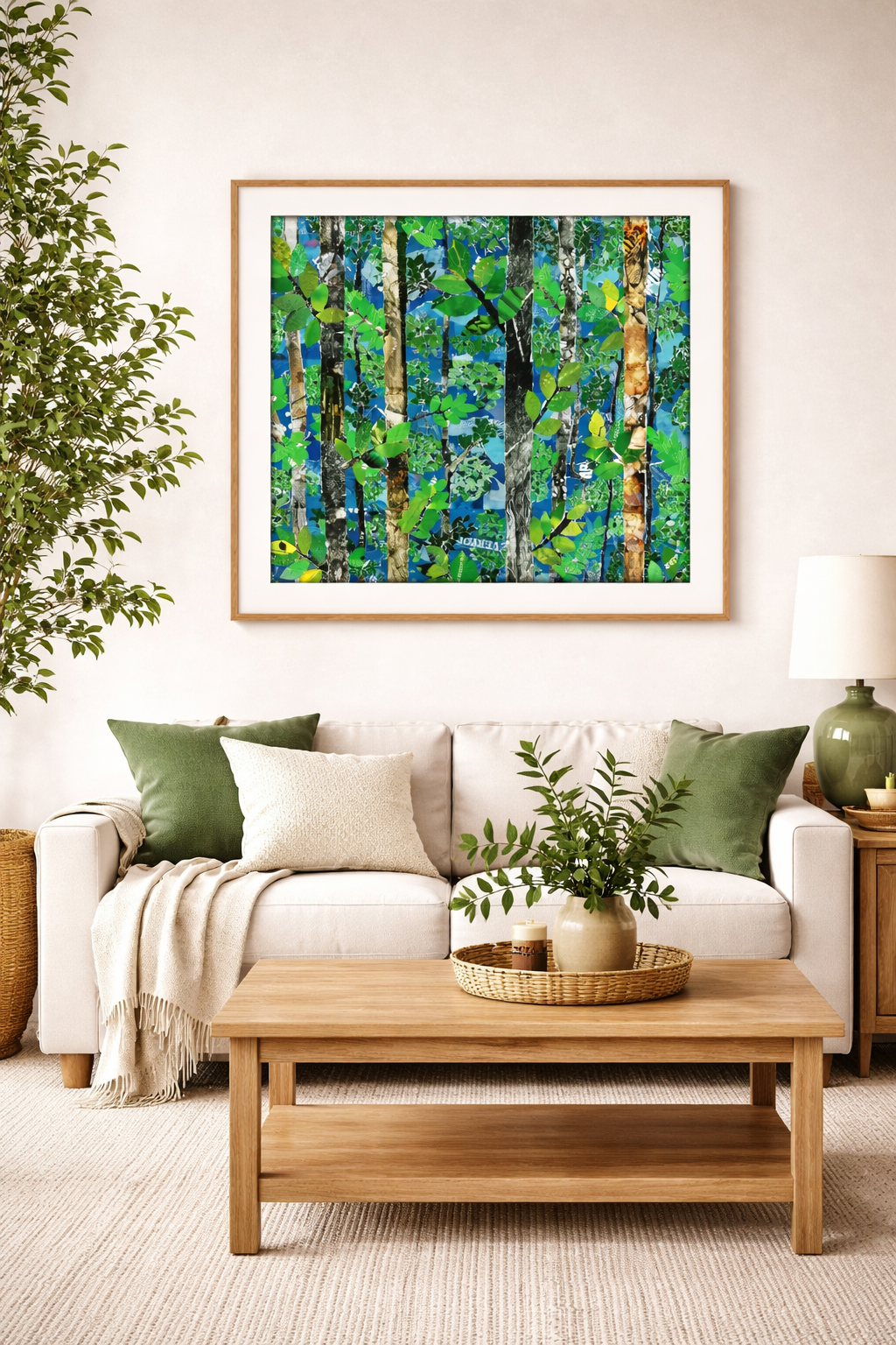 Healing Green Collage Print | Calming Nature Wall Art | Serene Green Abstract | Wellness Decor