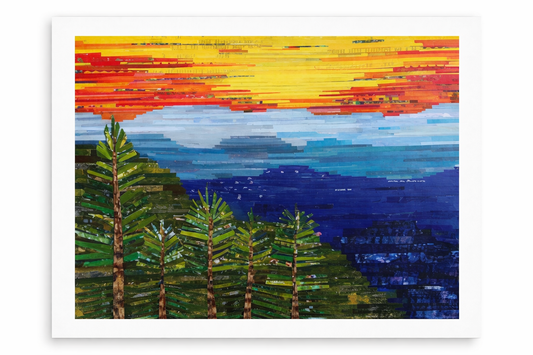 Blue Ridge Parkway, WNC strong, mountain landscape collage, mountain lover gift, for the mountain house, mountain decor, original art print