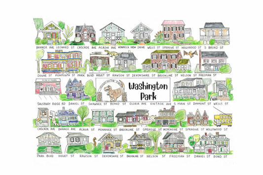 Washington Park neighborhood print, Winston Salem art, Winston Salem print, Winston Salem art, the streets of Winston Salem