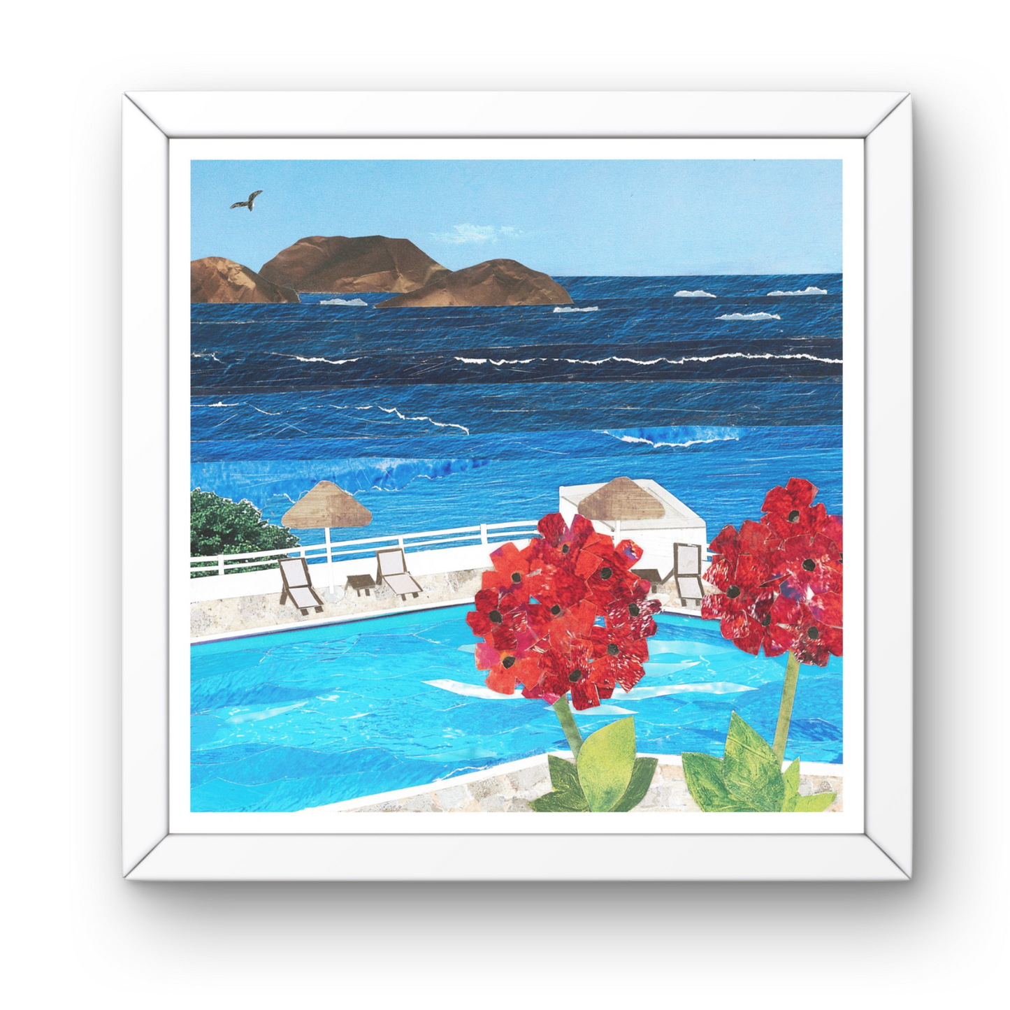 Patmos Greece Coastal Collage Art Print | Mediterranean Ocean View | Greek Island Wall Decor