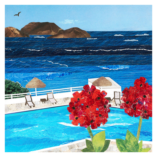 Patmos Greece Coastal Collage Art Print | Mediterranean Ocean View | Greek Island Wall Decor