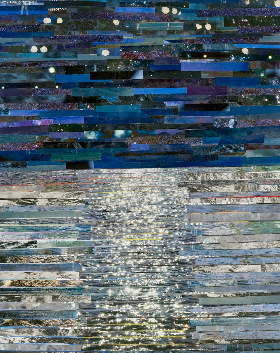 Shimmery Moonlight, moon art, magical art, moonlight on water, night time collage, the moon and stars, moonlight art