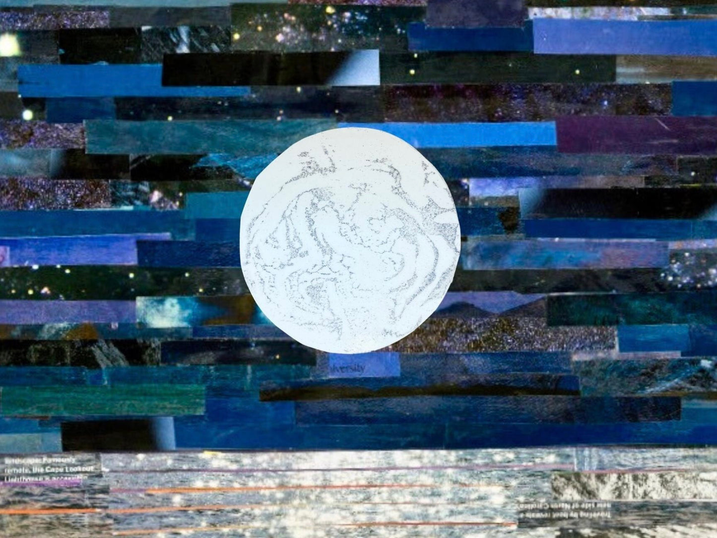 Shimmery Moonlight, moon art, magical art, moonlight on water, night time collage, the moon and stars, moonlight art