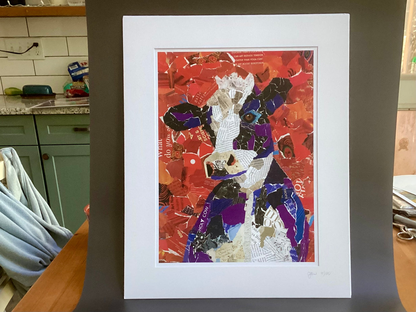 Bob, the Cow-whimsical cow collage, farm animal art, fun cow print, purple cow