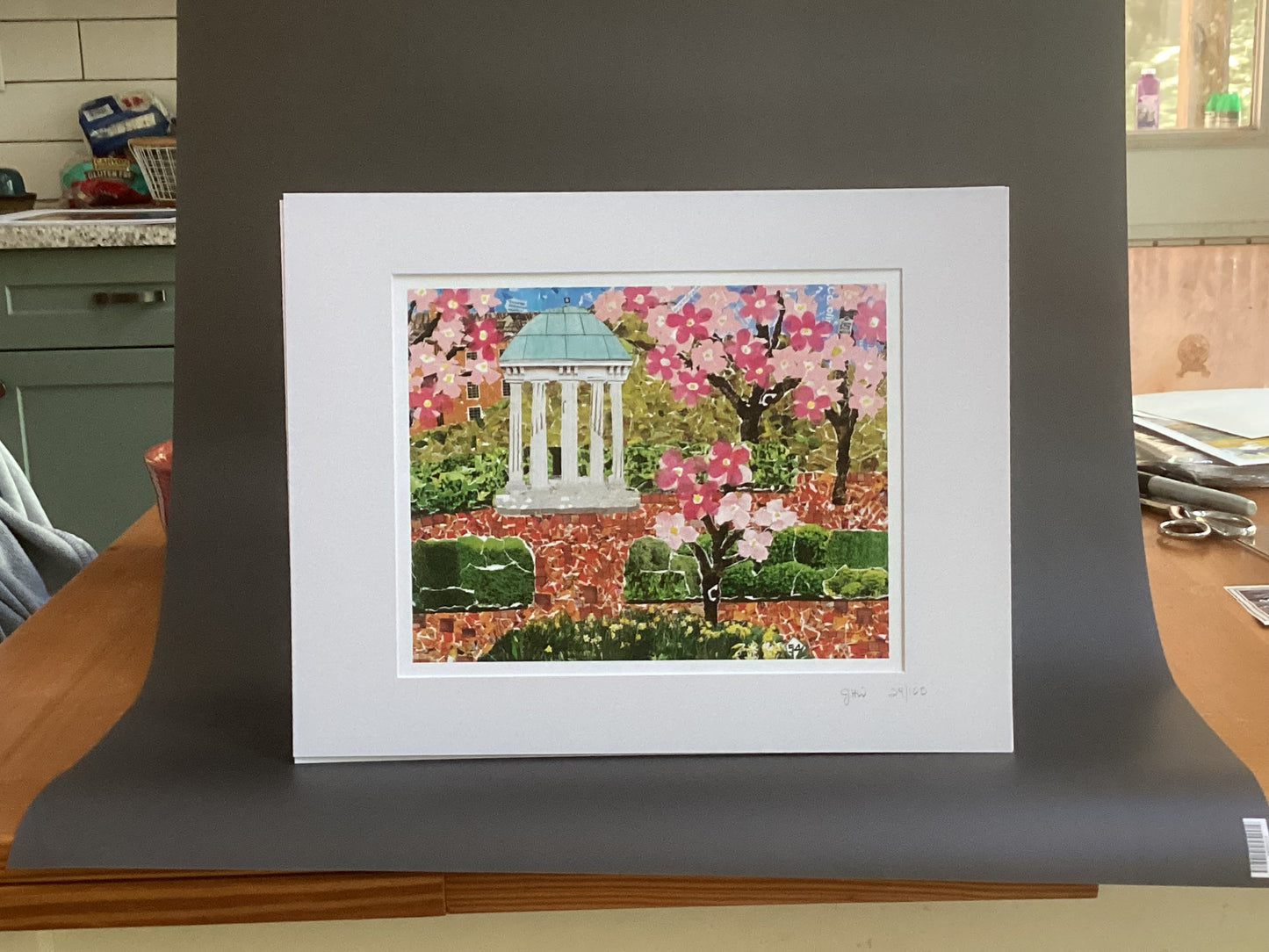 Springtime at the Old Well, Chapel Hill, Old Well, UNC-Chapel Hill, Tarheel gift, UNC-CH gift item, collage print, Carolina print, unc art