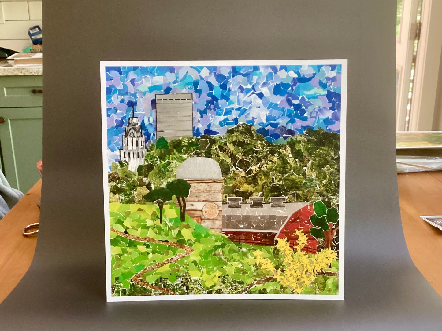 Crossnore Communities for Children collage print, Winston Salem landmark, the Children’s Home, unique view of downtown Winston Salem