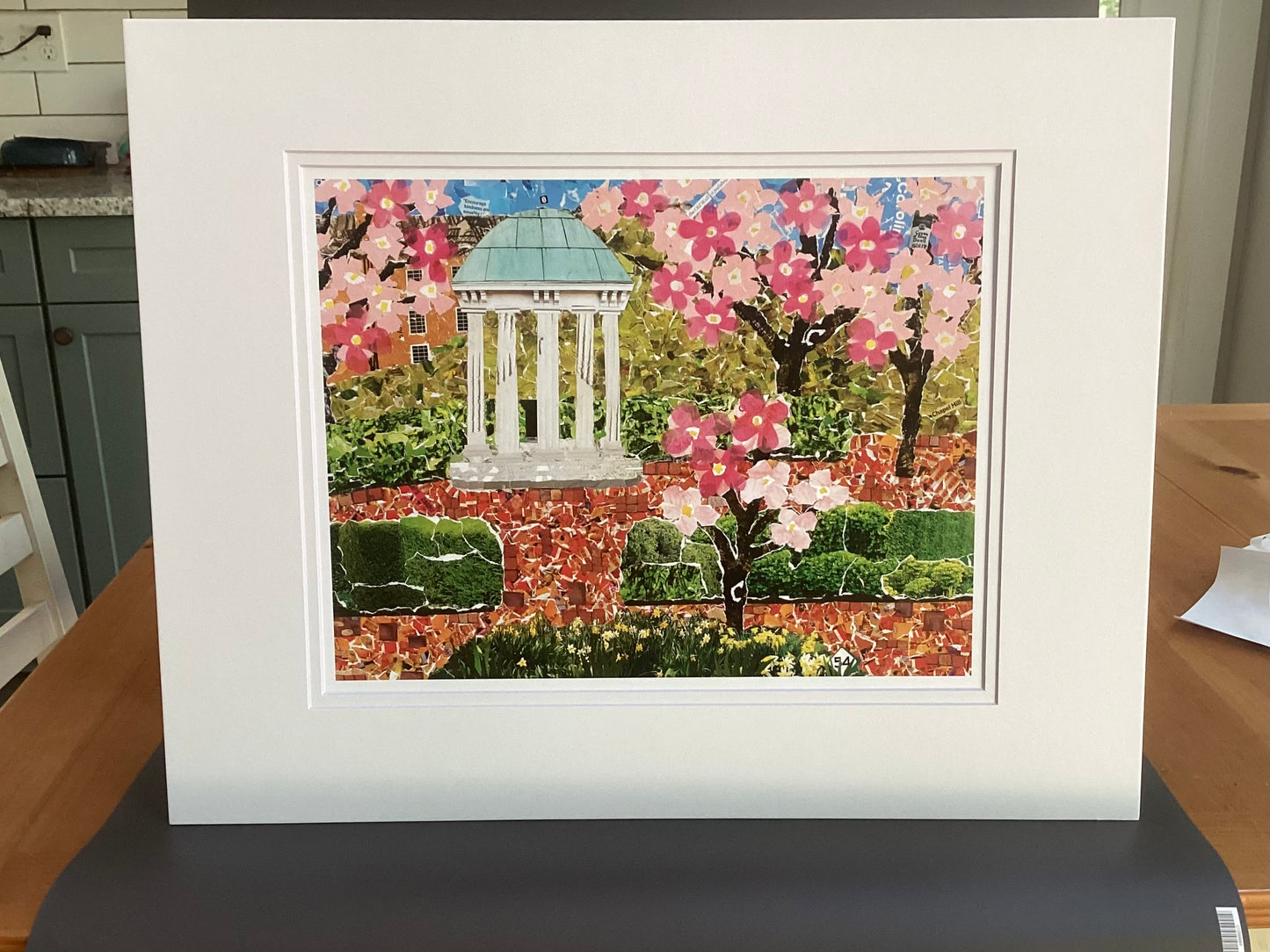 Springtime at the Old Well, Chapel Hill, Old Well, UNC-Chapel Hill, Tarheel gift, UNC-CH gift item, collage print, Carolina print, unc art