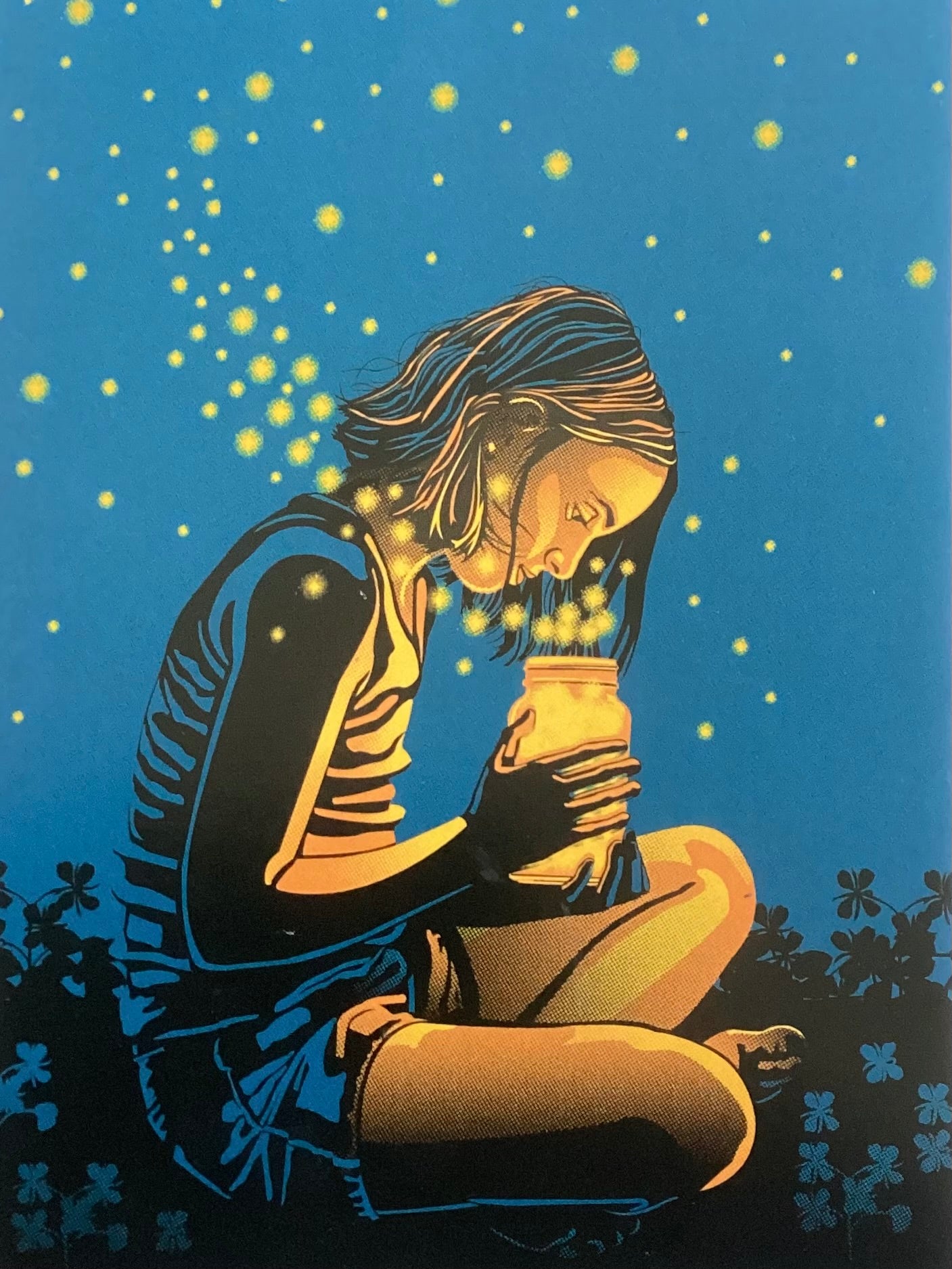 Lightning bugs, Fireflies, glowing fireflies, chasing lightning bugs, insect art