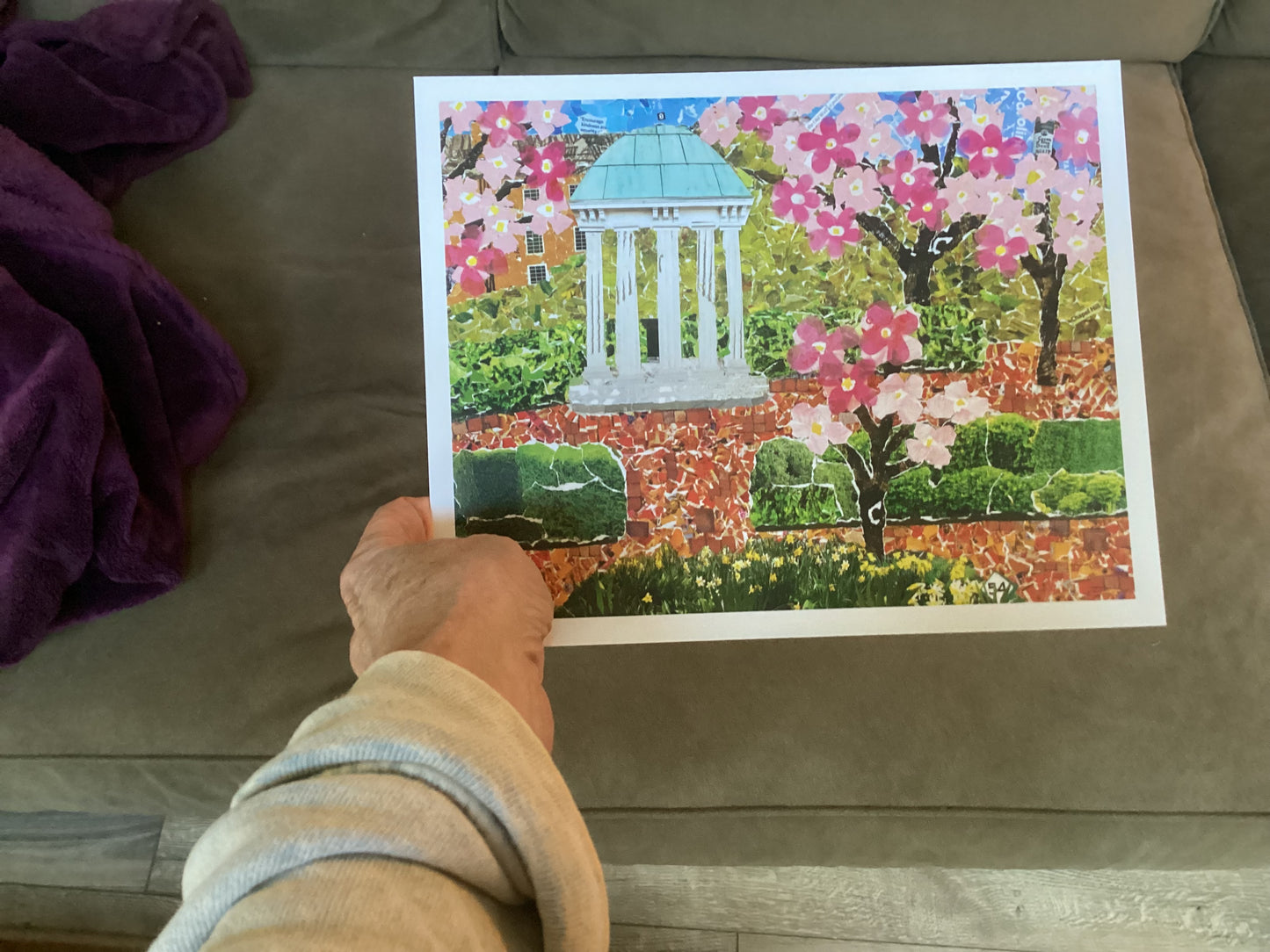 Springtime at the Old Well, Chapel Hill, Old Well, UNC-Chapel Hill, Tarheel gift, UNC-CH gift item, collage print, Carolina print, unc art