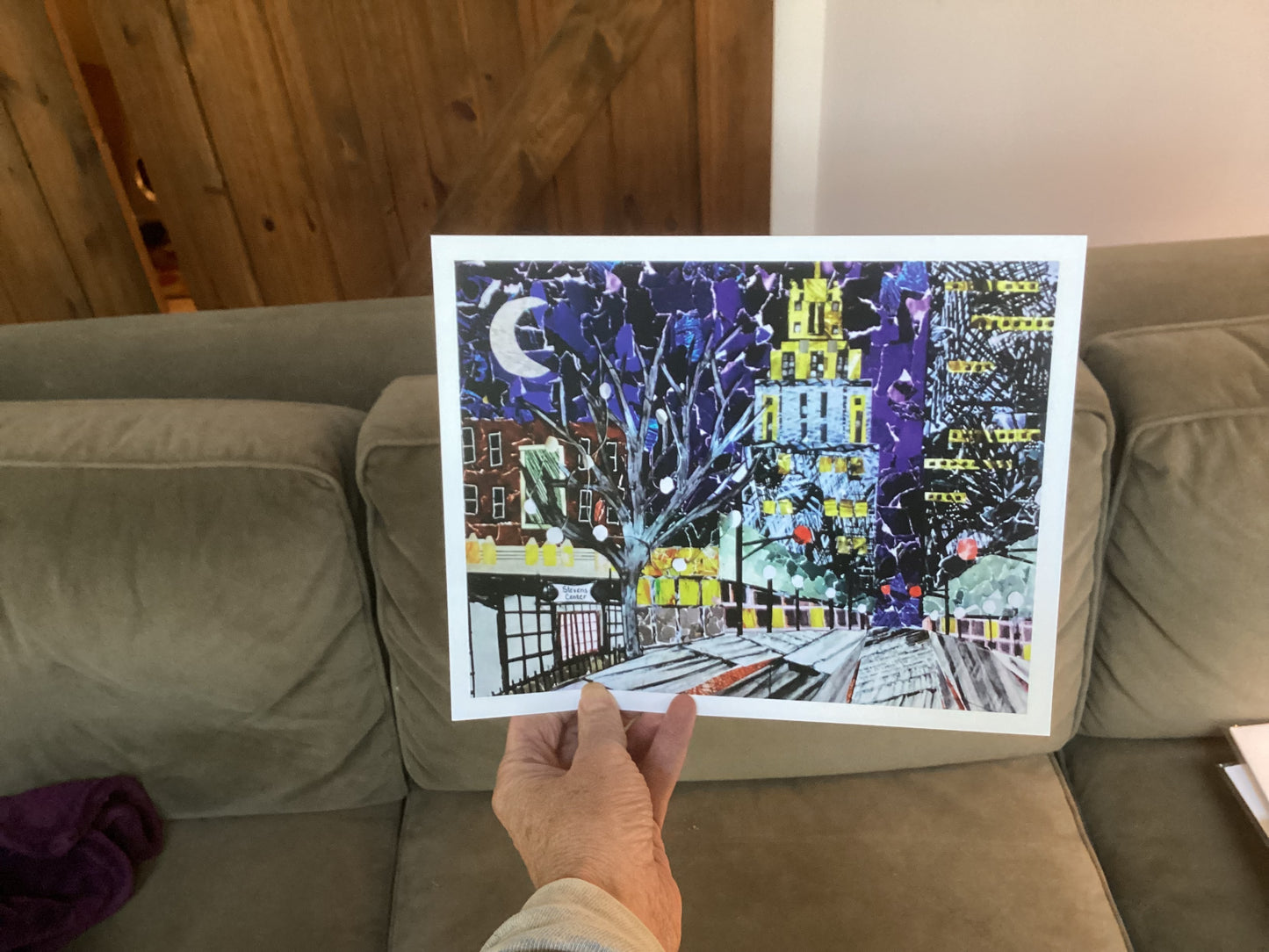 Downtown Winston Salem collage, prints  of original collage, repurposed magazines, Stevens Center, Reynolds Building, 4th street print