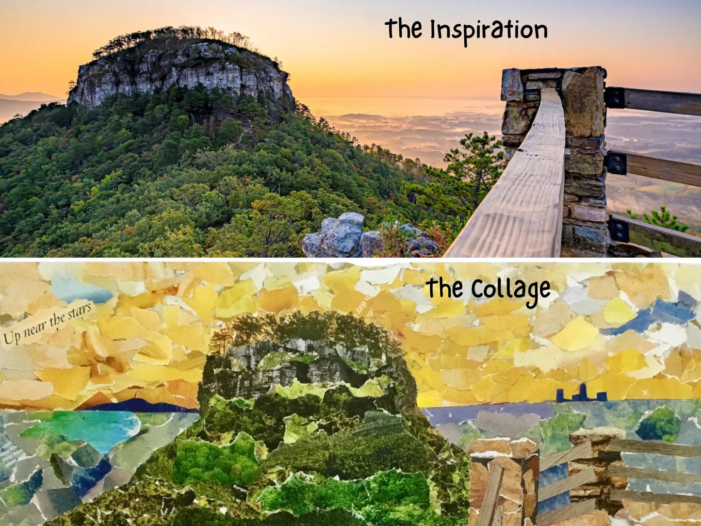 Pilot Mountain Collage Print, Pilot Mountain souvenir, NC Mountains, mountain scenery, mountain art, Pilot Mountain art, nature lover gift