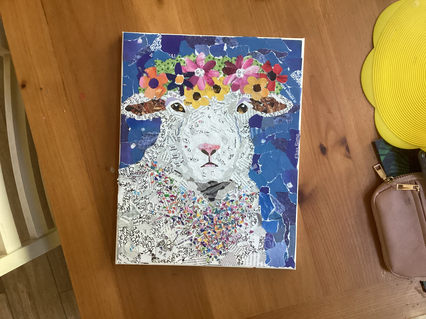 Mildred the Sheep – Whimsical Collage Sheep Art Print | Modern Farmhouse Wall Decor