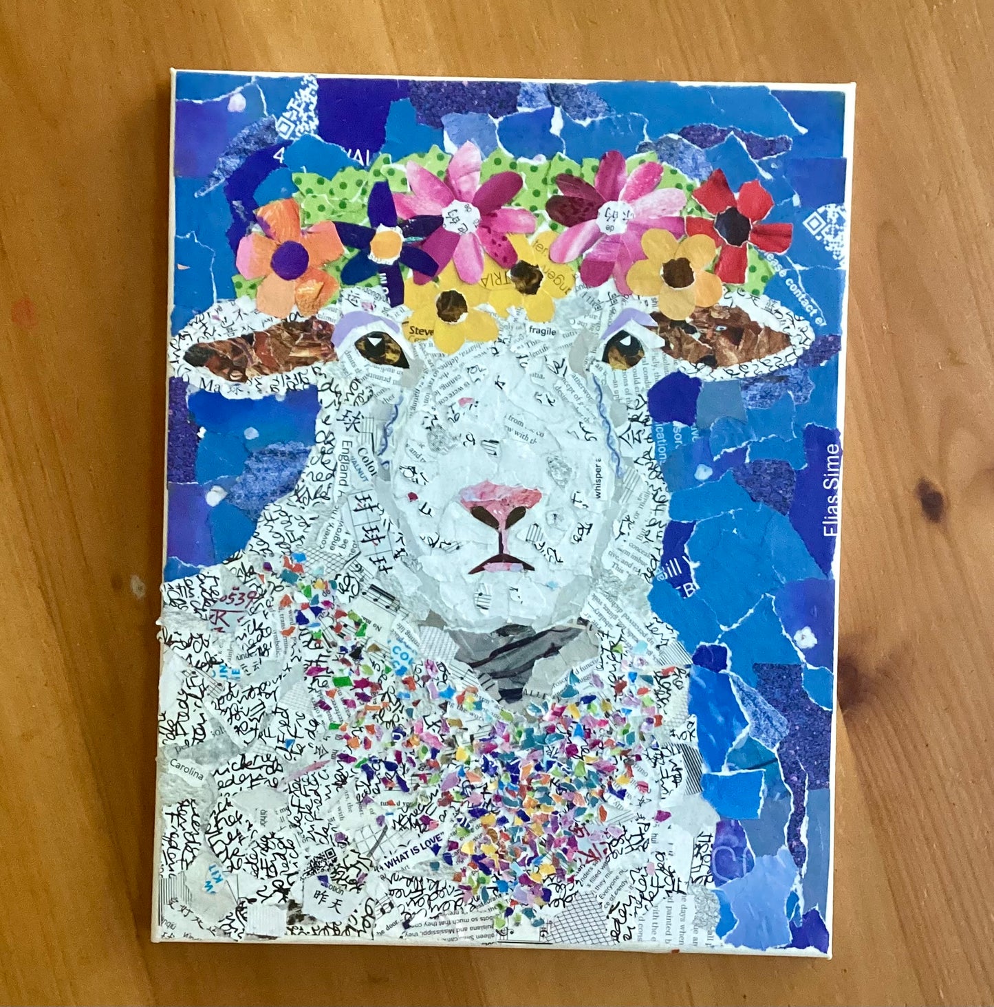 Mildred the Sheep – Whimsical Collage Sheep Art Print | Modern Farmhouse Wall Decor