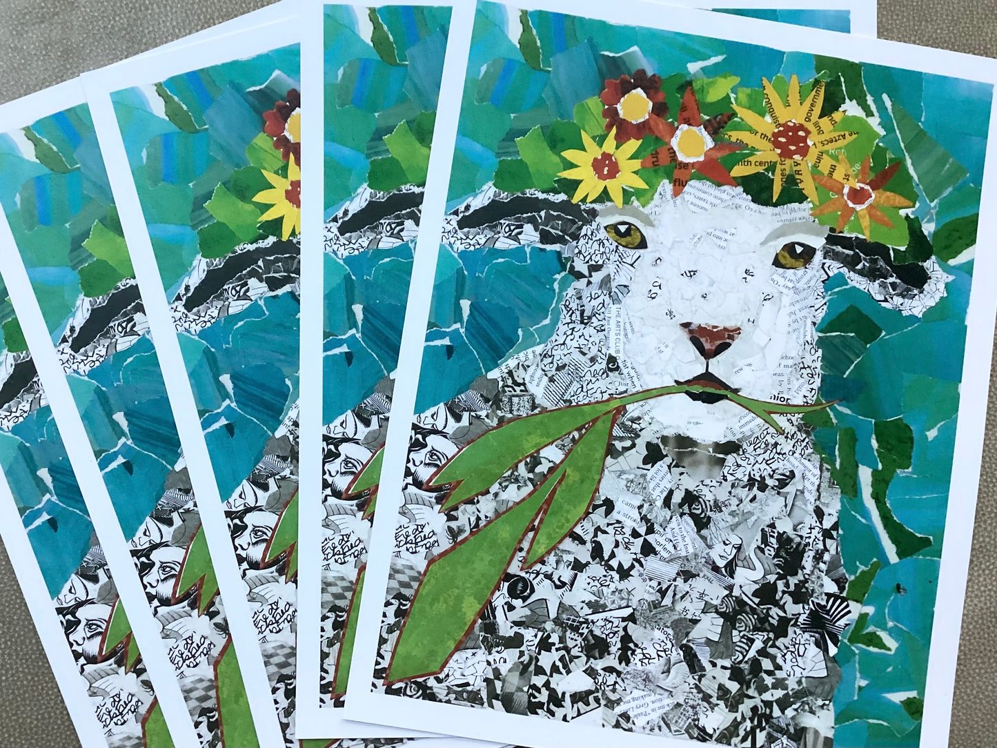 Mavis the Sheep – Whimsical Collage Sheep Art Print | Modern Farmhouse Wall Decor