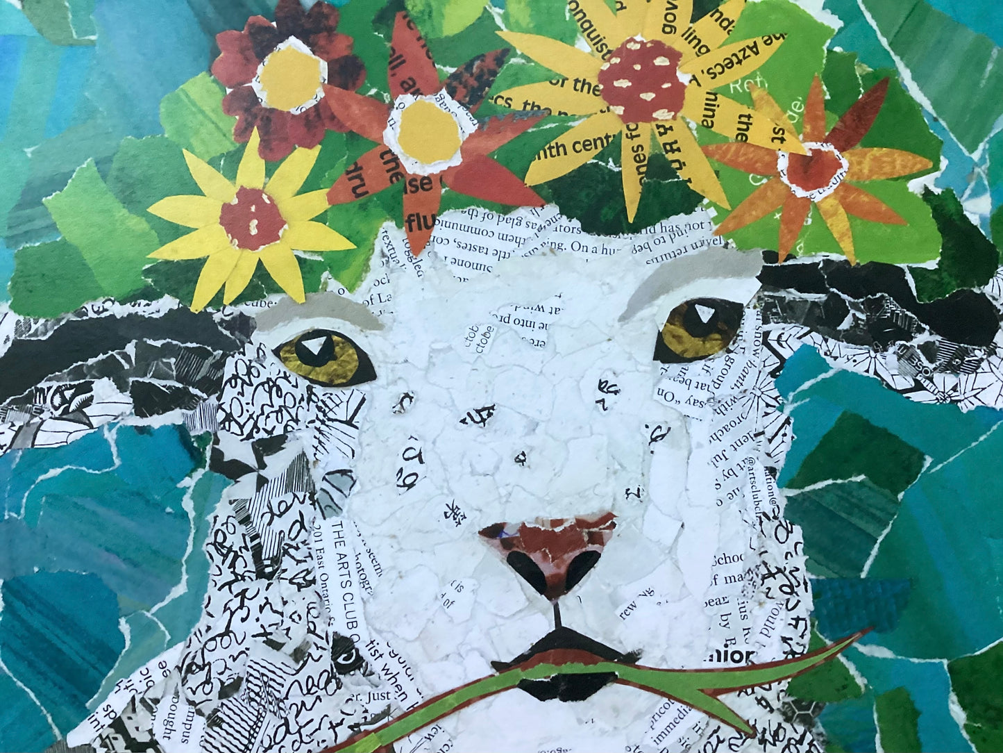 Mavis the Sheep – Whimsical Collage Sheep Art Print | Modern Farmhouse Wall Decor