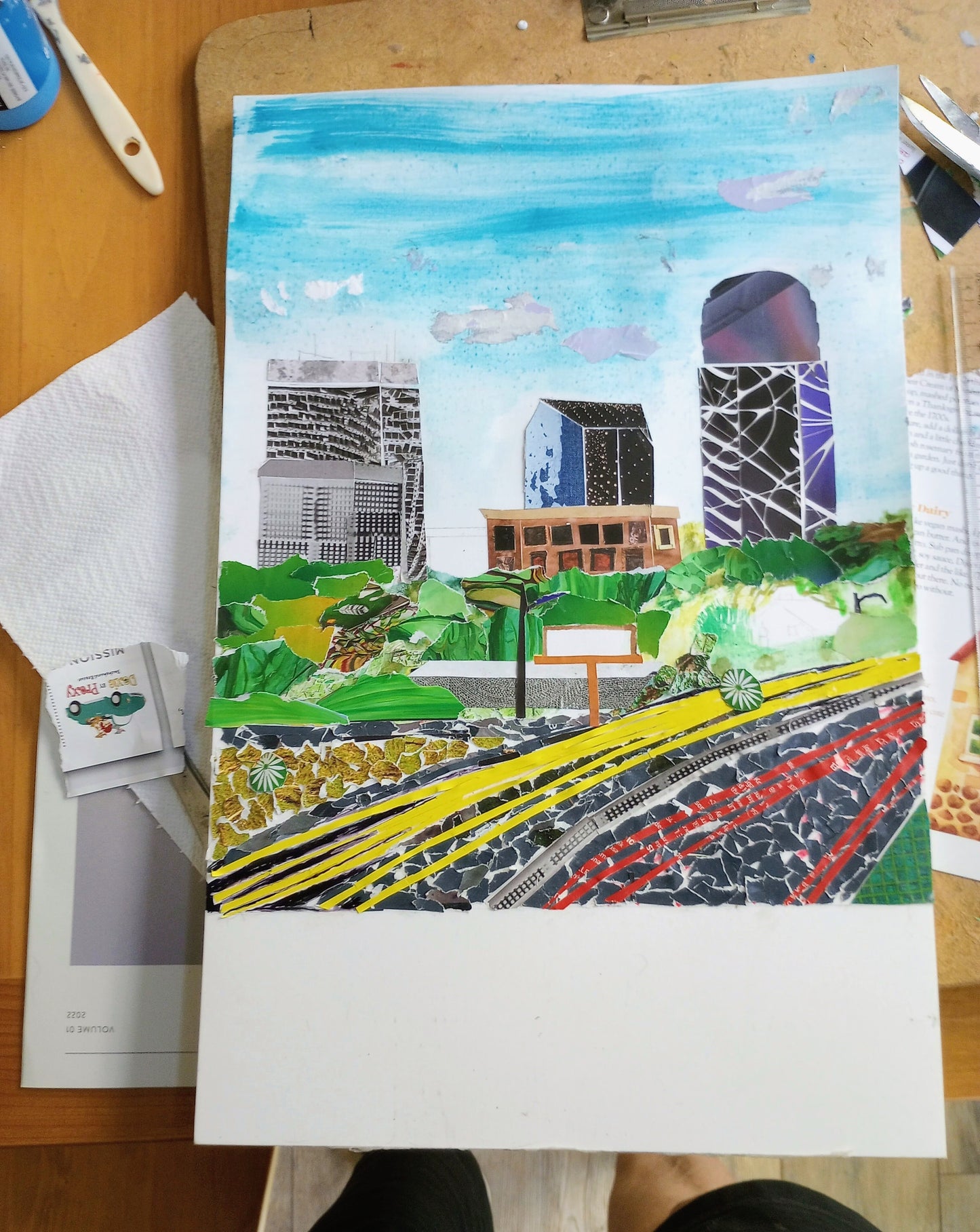 Winston Salem Art, Winston Salem print, Winston Salem skyline, WS local art, unique Winston Salem art, collage of Winston Salem downtown