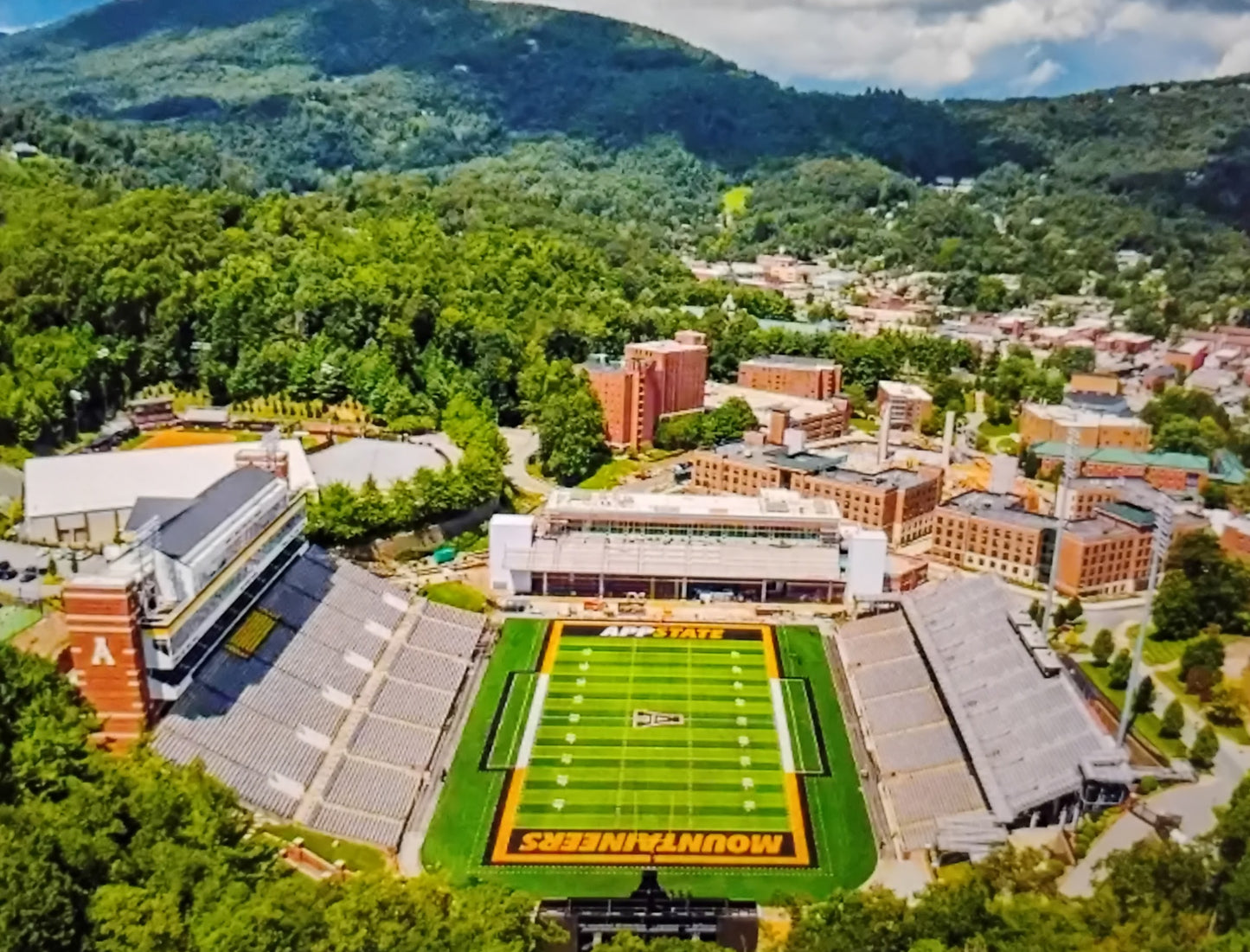 App State football field, Kidd Brewer Stadium, Boone NC, Appalachian State University, mountaineers, mountain life, collage art
