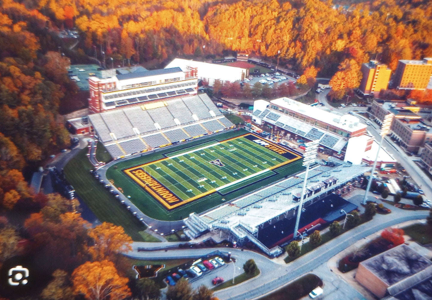 App State football field, Kidd Brewer Stadium, Boone NC, Appalachian State University, mountaineers, mountain life, collage art
