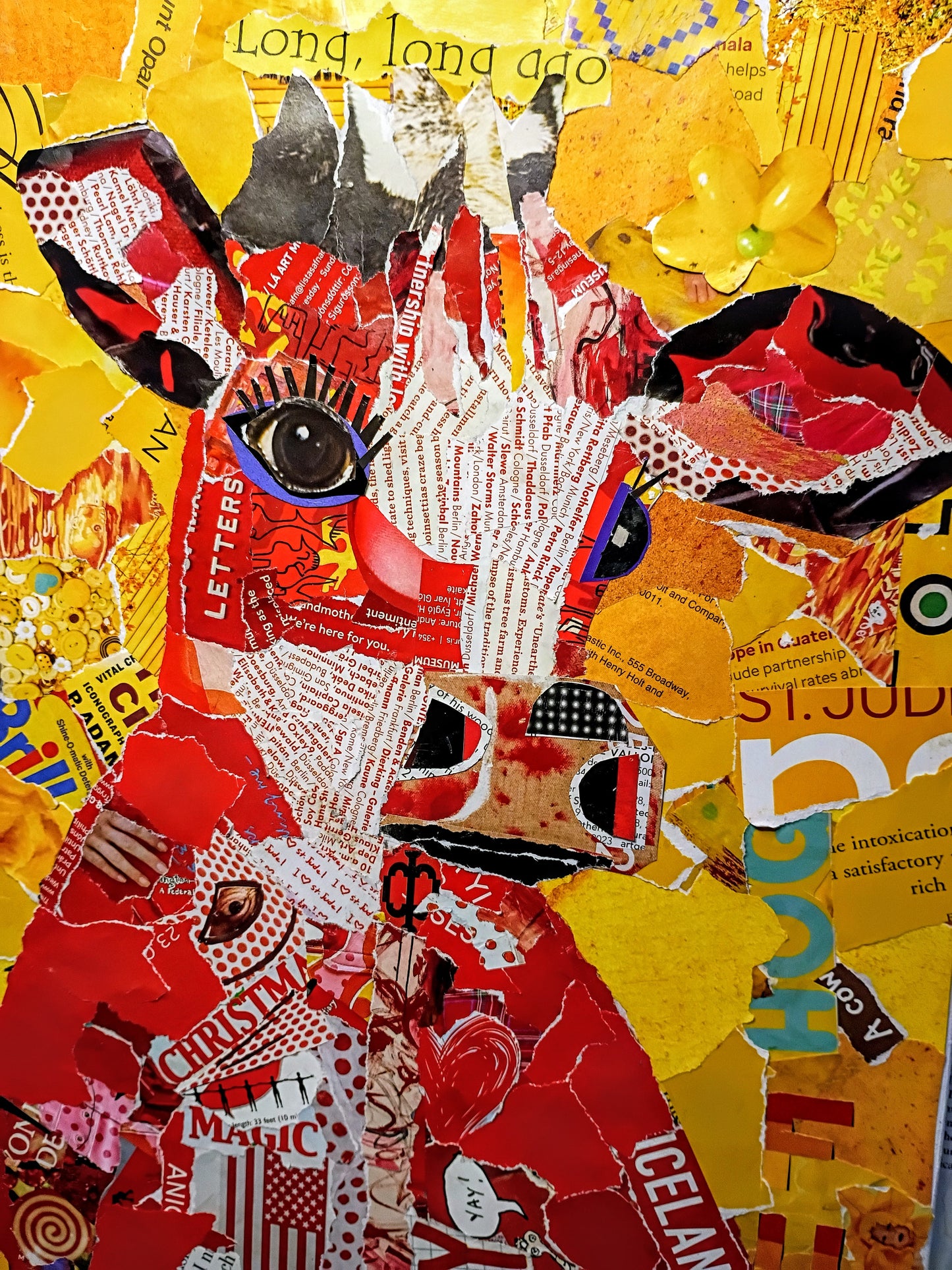Rosie, the Cow– Whimsical Collage Cow Art Print | Modern Farmhouse Wall Decor