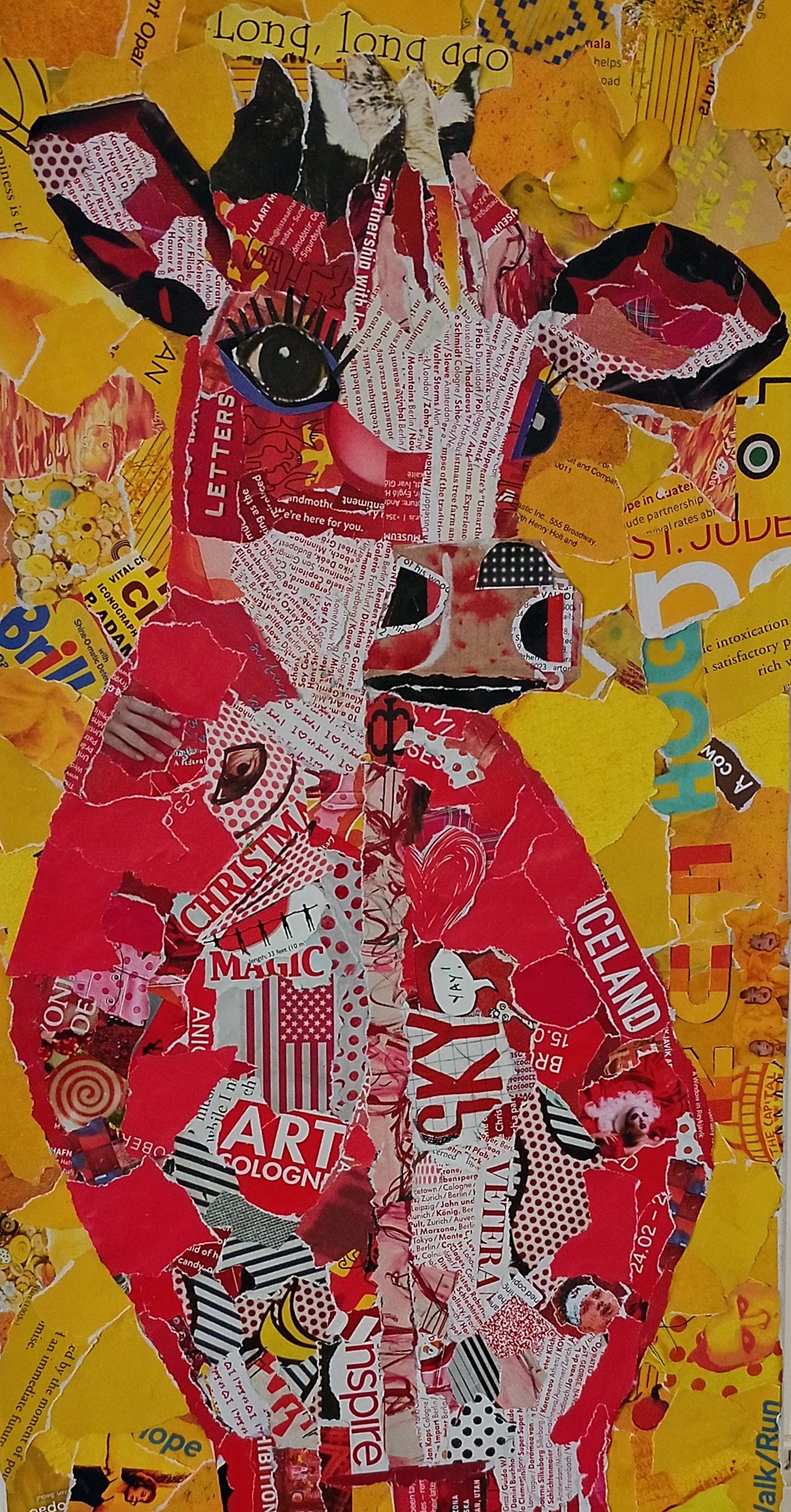 Rosie, the Cow– Whimsical Collage Cow Art Print | Modern Farmhouse Wall Decor