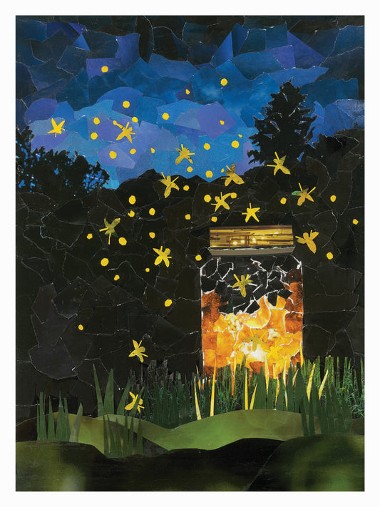 Lightning bugs, Fireflies, glowing fireflies, chasing lightning bugs, insect art