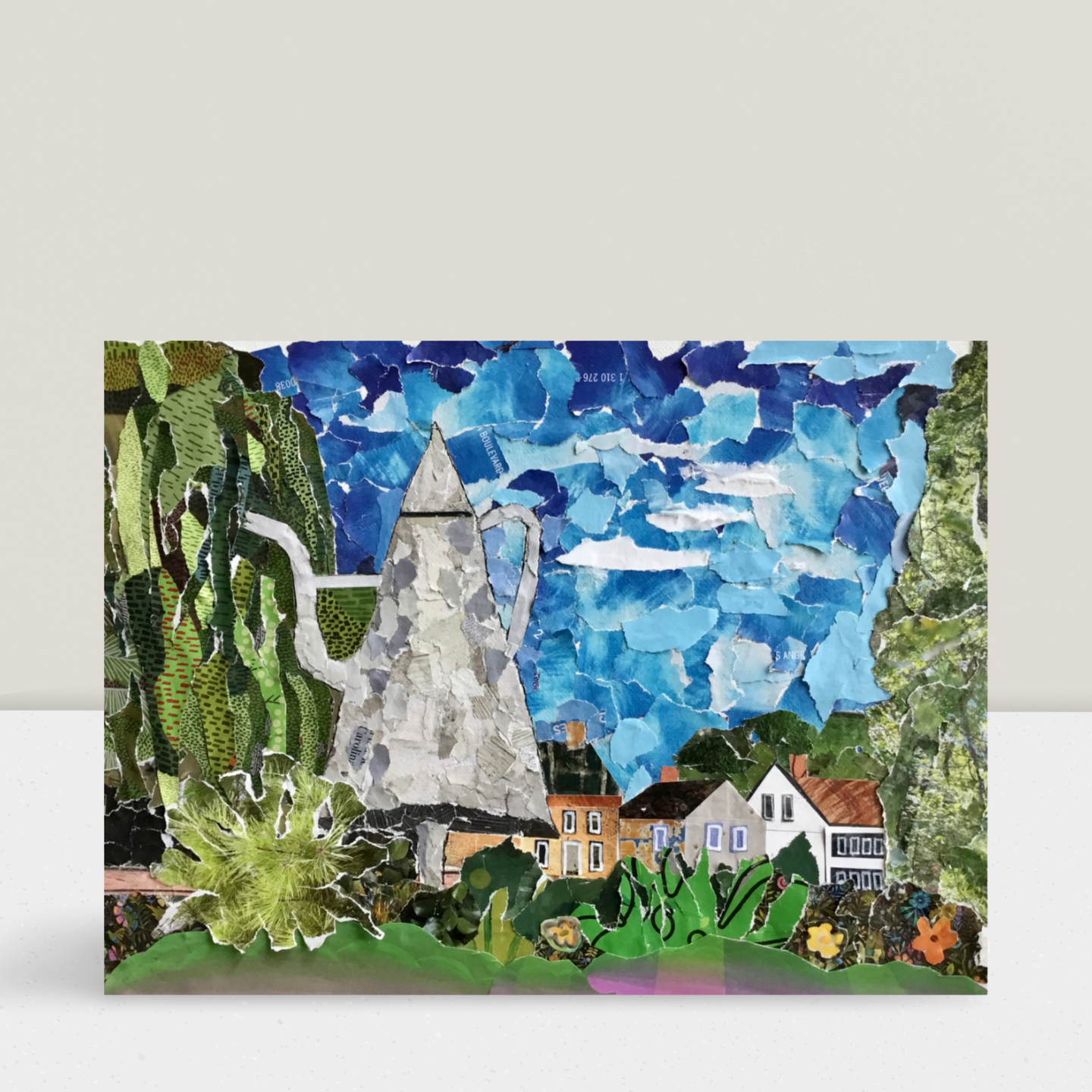Old Salem Coffee Pot Collage Art Print – Winston-Salem NC Landmark Wall Art, Historic Old Salem Decor, North Carolina Gift
