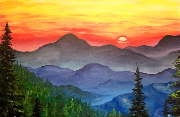 Blue Ridge Parkway, WNC strong, mountain landscape collage, mountain lover gift, for the mountain house, mountain decor, original art print