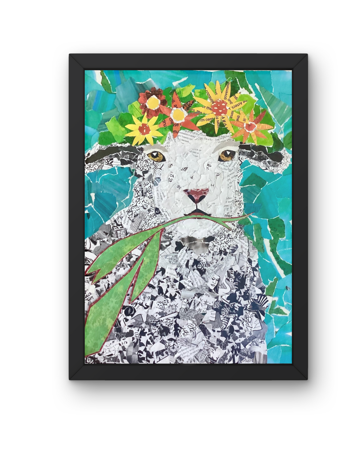 Mavis the Sheep – Whimsical Collage Sheep Art Print | Modern Farmhouse Wall Decor