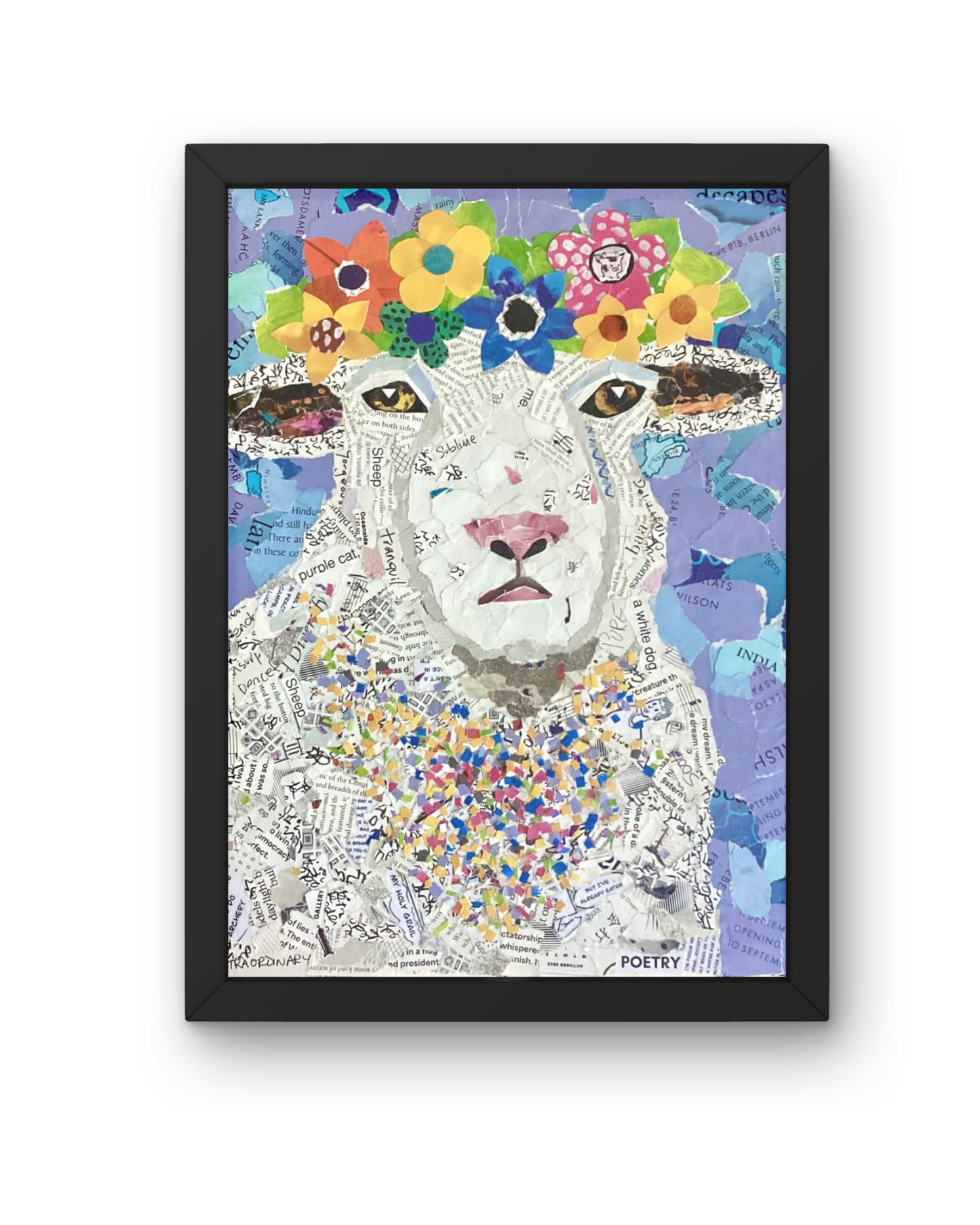 Matilda the Sheep – Whimsical Collage Sheep Art Print | Modern Farmhouse Wall Decor