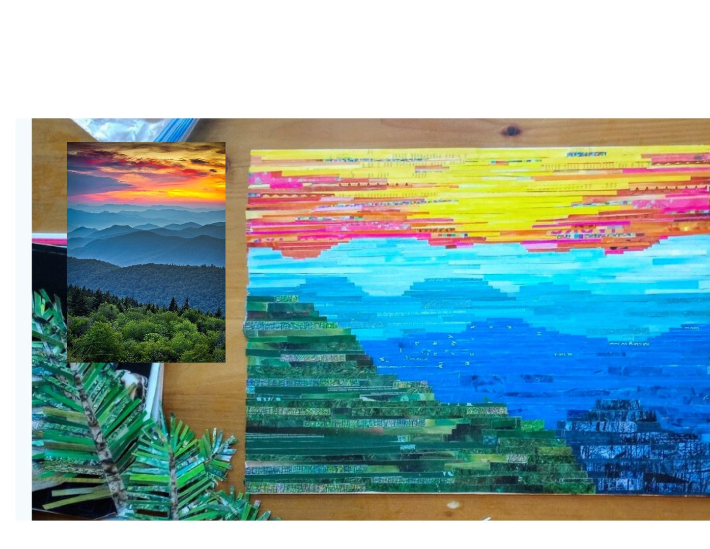 Blue Ridge Parkway, WNC strong, mountain landscape collage, mountain lover gift, for the mountain house, mountain decor, original art print