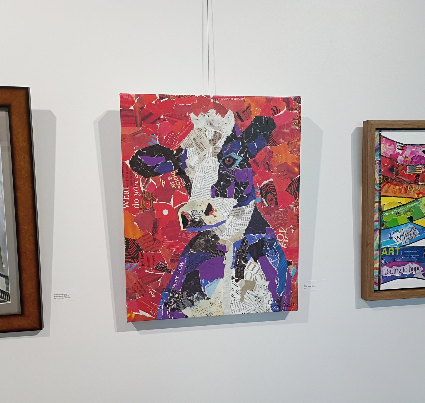 Bob, the Cow-whimsical cow collage, farm animal art, fun cow print, purple cow