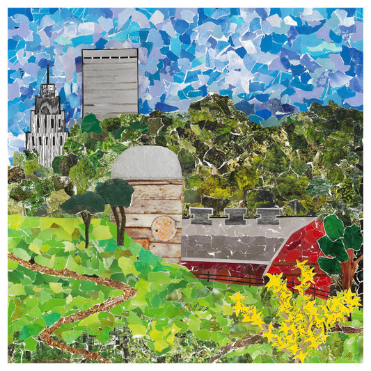 Crossnore Communities for Children collage print, Winston Salem landmark, the Children’s Home, unique view of downtown Winston Salem