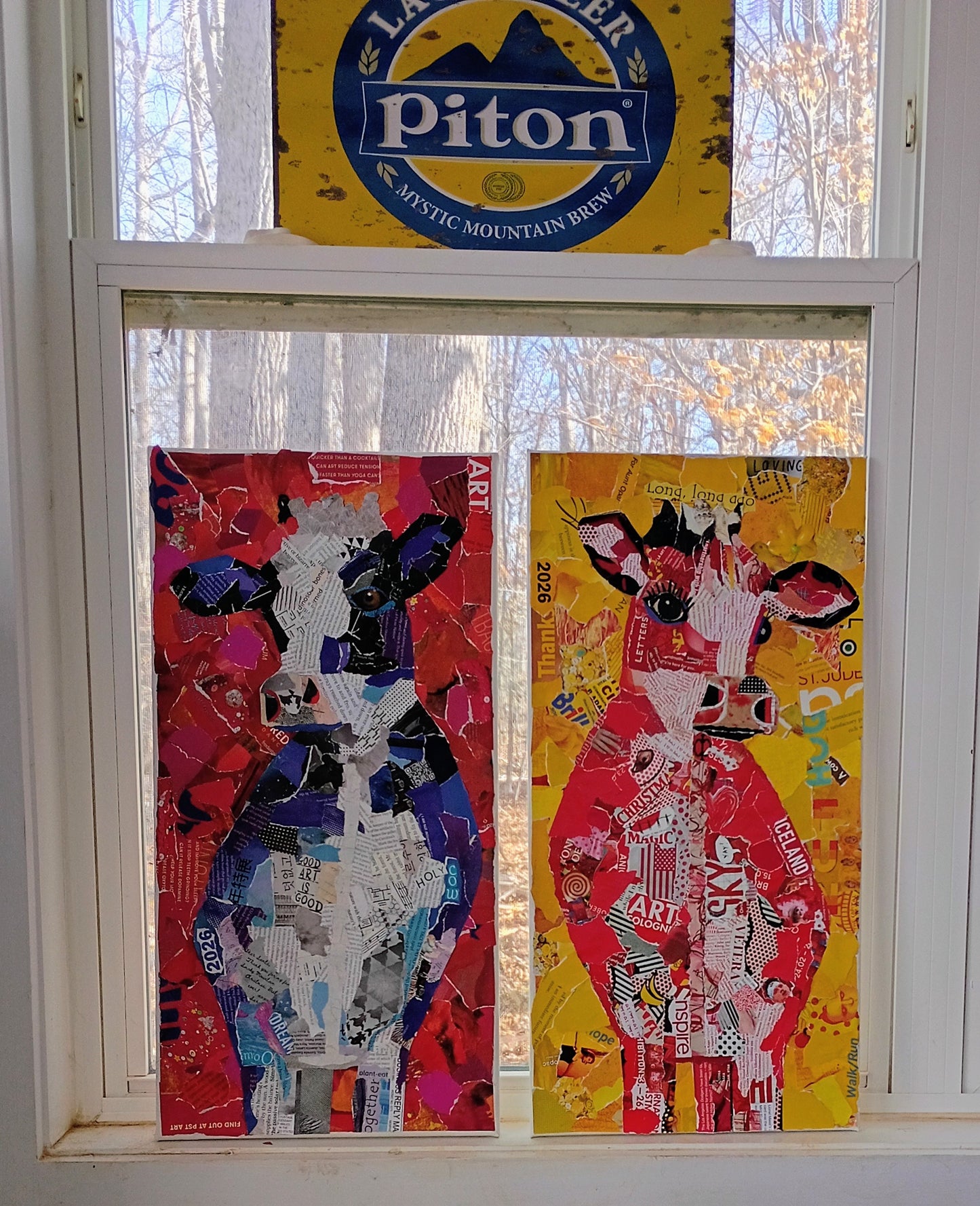 Rosie, the Cow– Whimsical Collage Cow Art Print | Modern Farmhouse Wall Decor